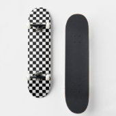Retro Black/White Contrast Checkerboard Patroon Skateboard (Voorkant)