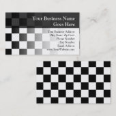 Retro Black/White Contrast Checkerboard Patroon Visitekaartje (Voorkant / Achterkant)