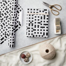 Retro Black White Crossword Puzzle Pattern