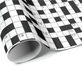 Retro Black White Crossword Puzzle Pattern Cadeaupapier (Rol Hoek)
