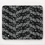 Retro Black white floral mousepad Muismat (Voorkant)