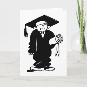 Retro  Black & White Funny Afstuderen Boy Kaart