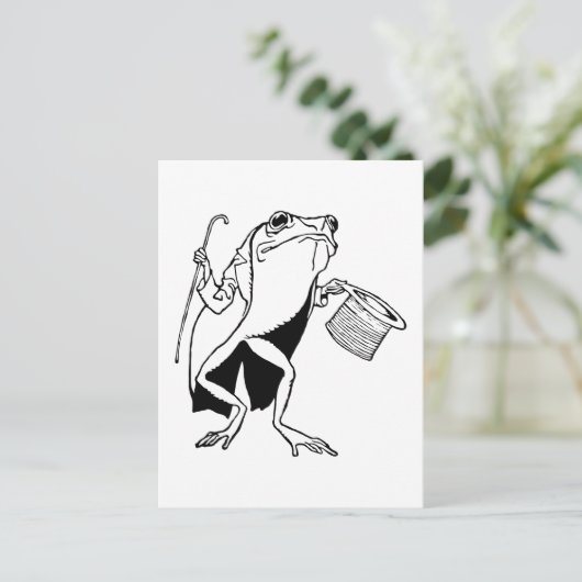 Retro  Black & White Gentleman Frog Briefkaart (Staand voorkant)
