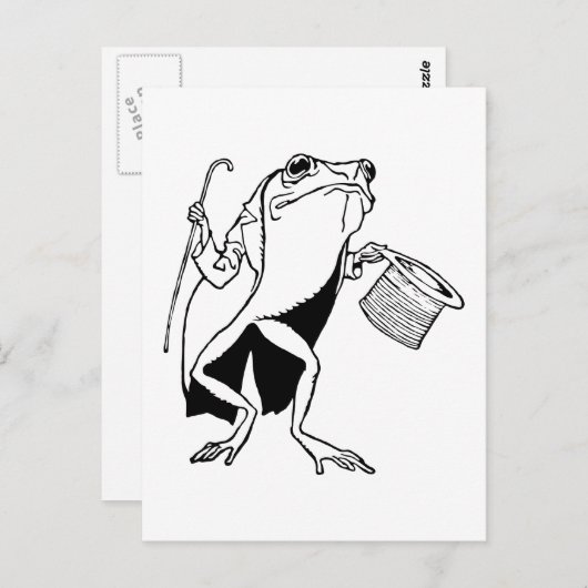 Retro  Black & White Gentleman Frog Briefkaart (Voorkant / Achterkant)