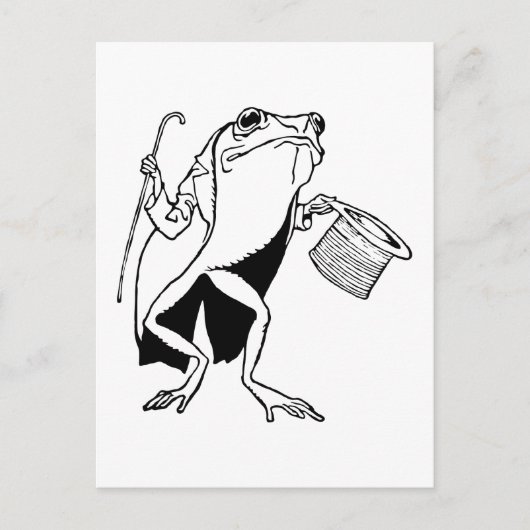 Retro  Black & White Gentleman Frog Briefkaart (Voorkant)
