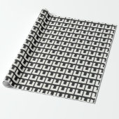 Retro Black White Geometric Mid Century Modern Cadeaupapier (Uitgerold)