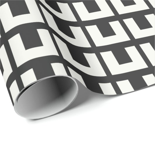 Retro Black White Geometric Mid Century Modern Cadeaupapier (Rol Hoek)