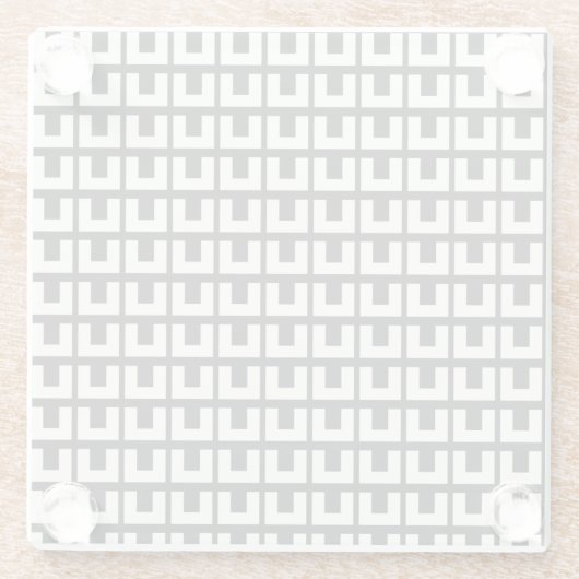 Retro Black White Geometric Mid Century Modern Glazen Onderzetter (Achterkant)