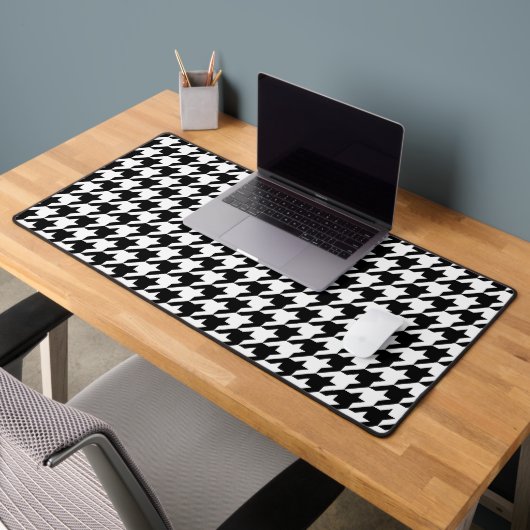 Retro Black White Hounds-tand Weaving Pattern Bureaumat (Kantoor 2)