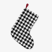 Retro Black White Hounds-tand Weaving Pattern Kleine Kerstsok (Voorkant (Hangend))