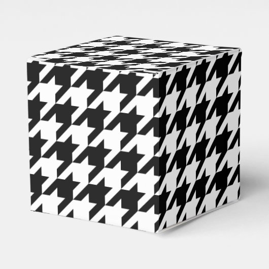 Retro Black White Houndstooth Weaving Patroon Bedankdoosjes (Voorkant Zijde)