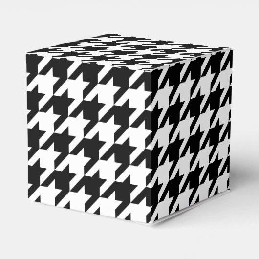 Retro Black White Houndstooth Weaving Patroon Bedankdoosjes (Achterkant)