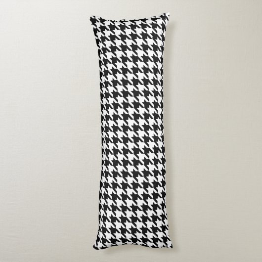 Retro Black White Houndstooth Weaving Patroon Lichaamskussen (Achterkant (Verticaal))