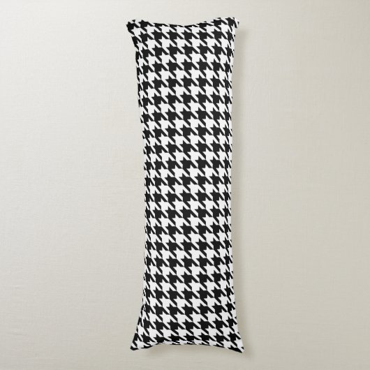 Retro Black White Houndstooth Weaving Patroon Lichaamskussen (Voorkant Verticaal)