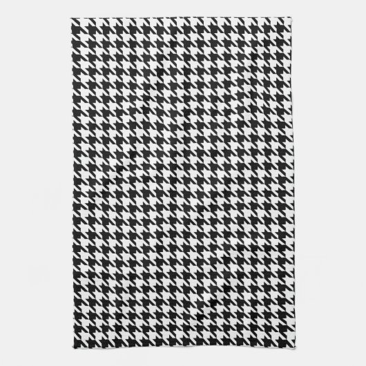 Retro Black White Houndstooth Weaving Patroon Theedoek (Verticaal)