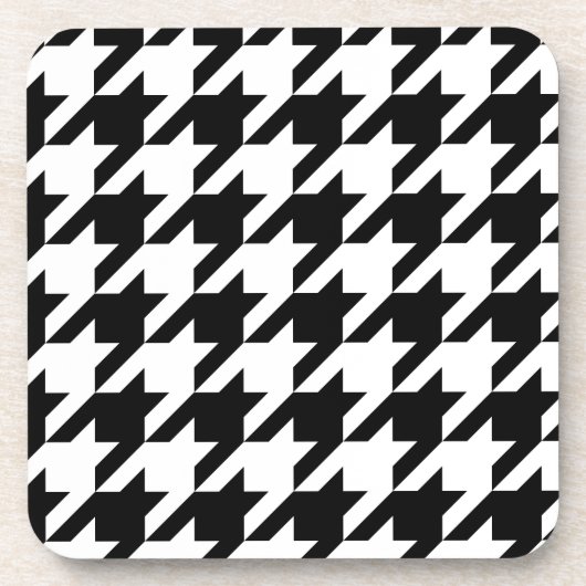 Retro Black White Houndstooth Weaving Pattern Beve Bier Onderzetter (Voorkant)