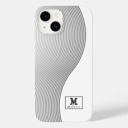 Retro black white lines Abstract minimal Monogram Case-Mate iPhone Case (Achterkant)