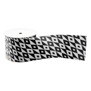 Retro Black White Lozenges Modern Pattern Grosgrain Lint