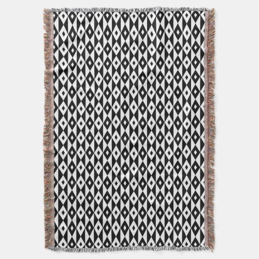 Retro Black White Lozenges Modern Vector Art Deken (Voorkant Verticaal)