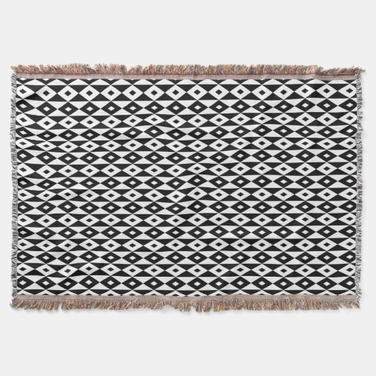 Retro Black White Lozenges Modern Vector Art Deken (Voorkant)