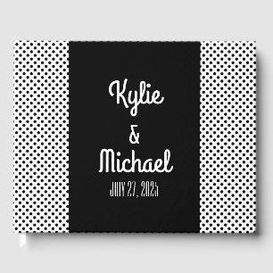 Retro Black White Polka Pot Mariage Livre d'hôtes
