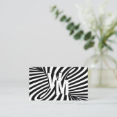 Retro Black White Psychedelic Swirl Monogram Visitekaartje (Staand voorkant)