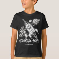 Retro Black White Space Travel Rocket Astronaut T-