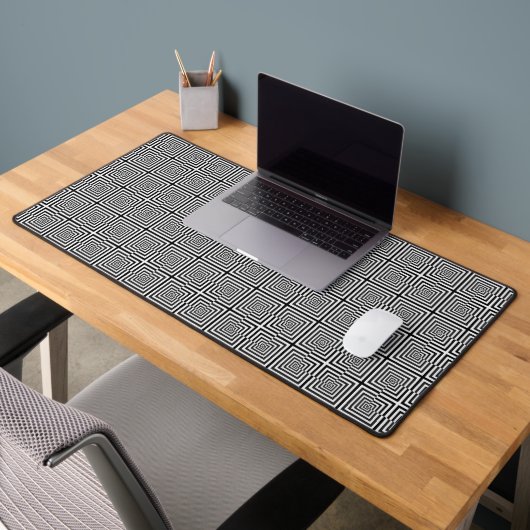 Retro Black White Squares Psychedelic Pattern Bureaumat (Kantoor 2)