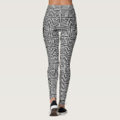 Retro Black White Squares Psychedelic Pattern Leggings (Achterkant)