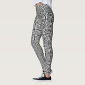 Retro Black White Squares Psychedelic Pattern Leggings (Links)