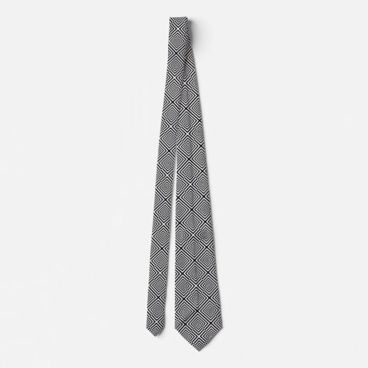 Retro Black White Squares Psychedelic Pattern Stropdas (Achterkant)