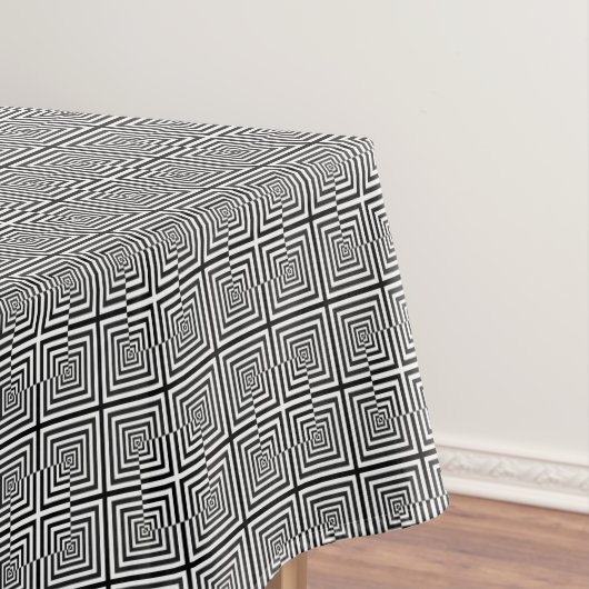 Retro Black White Squares Psychedelic Pattern Tafelkleed (Voorbeeld)