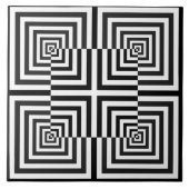 Retro Black White Squares Psychedelic Pattern Tegeltje (Voorkant)
