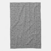 Retro Black White Squares Psychedelic Pattern Theedoek (Verticaal)