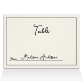 Retro Black White Wedding Place Card (Intérieur Horizontal (Haut))