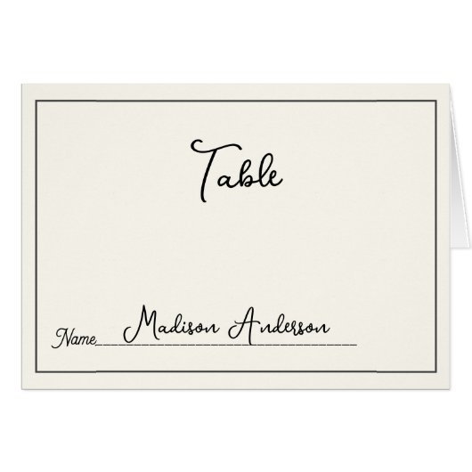 Retro Black White Wedding Place Card (Devant horizontal)
