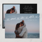 Retro Black & White Wedding Website QR Code Photo Save The Date (Voorkant / Achterkant)