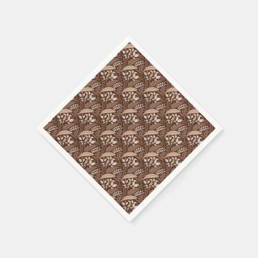 Retro bladbruin Elegant  Botanisch Servet (Hoek)