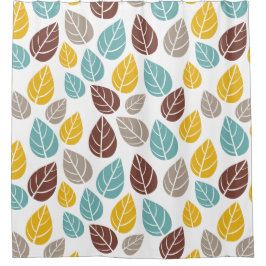 retro bladeren patroon herfst kleuren douchegordij douchegordijn