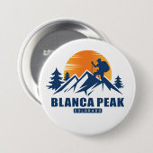 Retro Blanca Peak Hike T-shirt Ronde Button 7,6 Cm (Voorkant /achterkant)