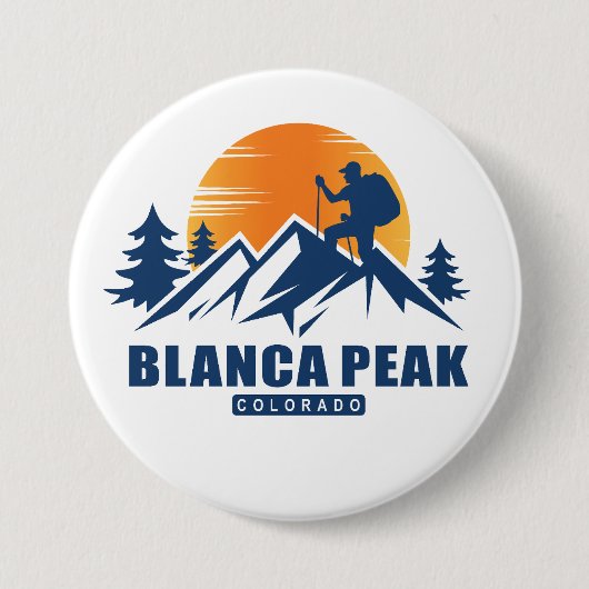 Retro Blanca Peak Hike T-shirt Ronde Button 7,6 Cm (Voorkant)