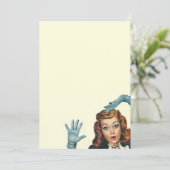 Retro Blank nodigt Lady Surprise-expressie uit Kaart (Staand voorkant)