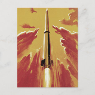 Retro Blast Off Rocket Briefkaart