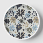 Retro blau omlijnde gebloemde bloemen (Voorkant)