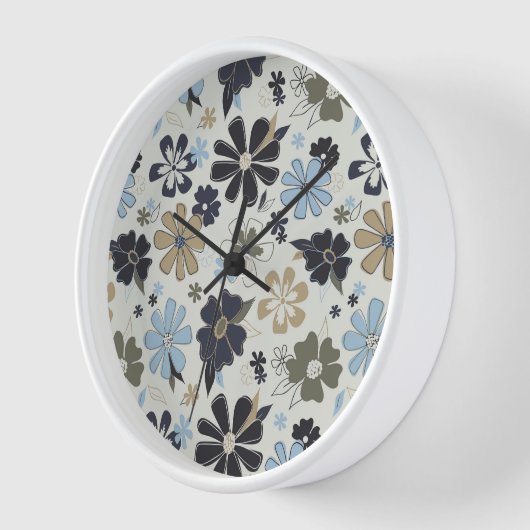 Retro blau omlijnde gebloemde bloemen (Hoek)