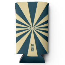 Retro Blauw &Beige Strepen Script Minimalistische