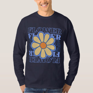 Retro Blauw Bloemen Typografie Bloemen Liefhebber T-shirt