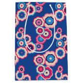 Retro Blauw Bloemmotief Medium Cadeauzakje (Voorkant)