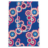 Retro Blauw Bloemmotief Medium Cadeauzakje (Achterkant)