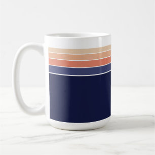 Retro blauw en perzik gestreept koffiemok